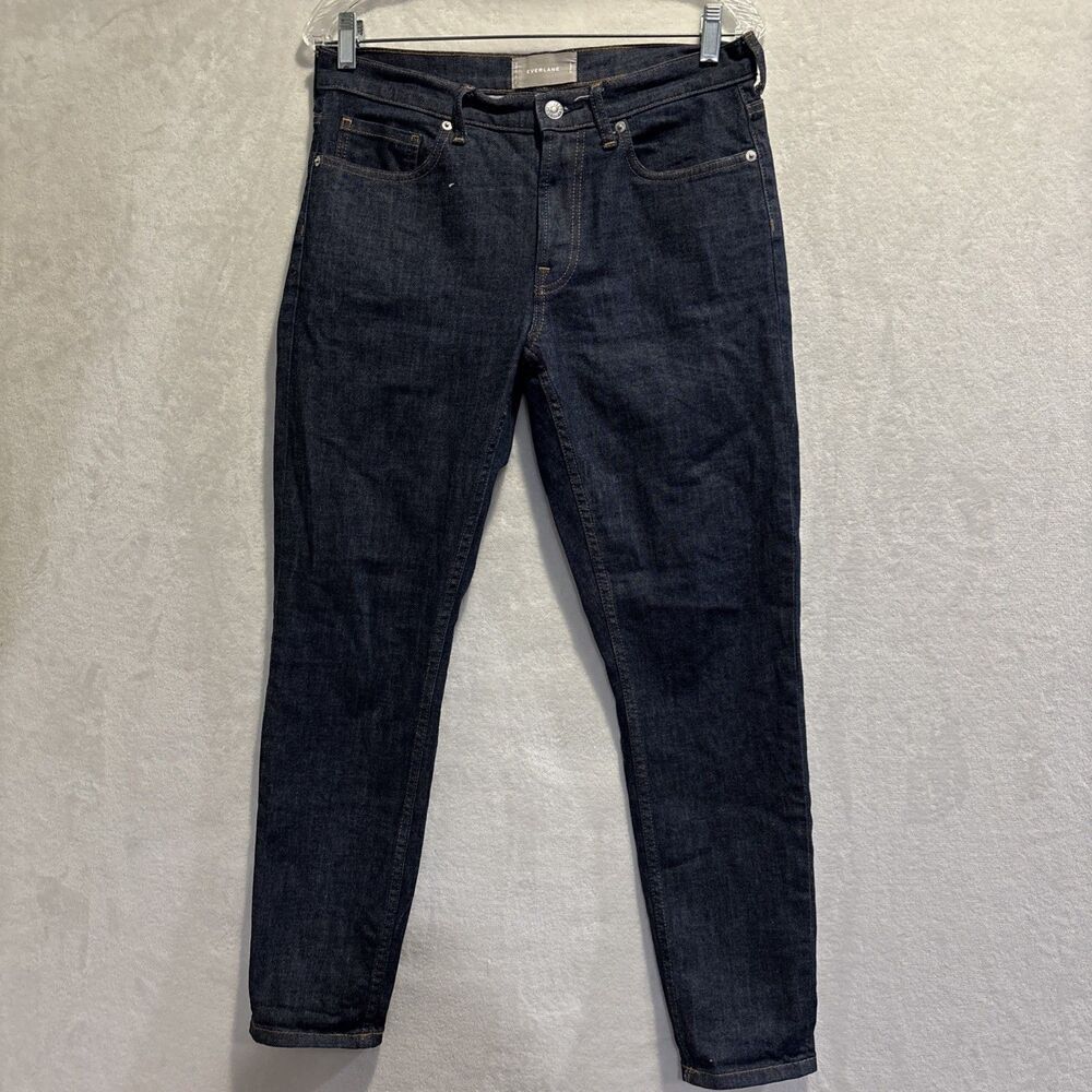 Everlane Jeans Women's Size 28 Ankle Mid Rise Slim Leg Dark Wash Blue Denim